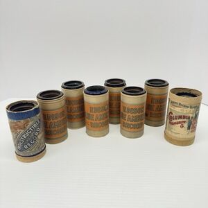 Vtg 1900's EDISON BLUE AMBEROL Phonograph Cylinder Records Lot of 8 As Is